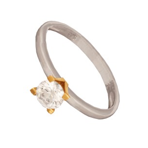 Γυναικείο λευκόχρυσο 14k δαχτυλίδι Μονόπετρο