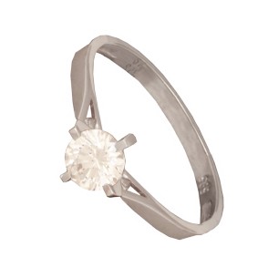 Λευκόχρυσο 14k δαχτυλίδι Μονόπετρο Κορώνα