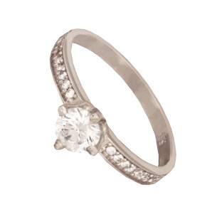 Γυναικείο λευκόχρυσο 14k δαχτυλίδι Μονόπετρο