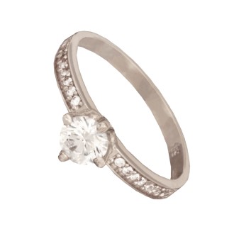 Γυναικείο λευκόχρυσο 14k δαχτυλίδι Μονόπετρο
