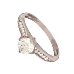 Γυναικείο λευκόχρυσο 14k δαχτυλίδι Μονόπετρο