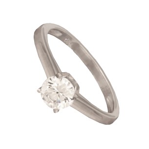 Γυναικείο λευκόχρυσο 14k δαχτυλίδι Μονόπετρο