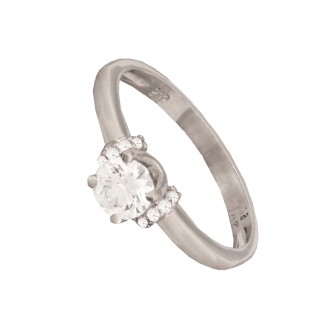 Γυναικείο λευκόχρυσο 14k δαχτυλίδι Μονόπετρο