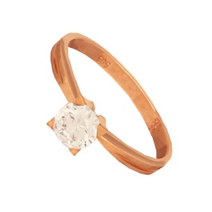 Γυναικείο ρόζ χρυσό 14k δαχτυλίδι Μονόπετρο