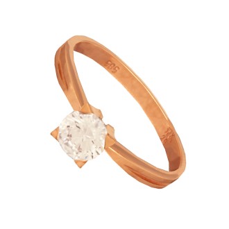 Γυναικείο ρόζ χρυσό 14k δαχτυλίδι Μονόπετρο