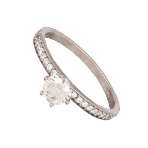 Γυναικείο λευκόχρυσο 14k δαχτυλίδι Μονόπετρο