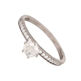 Γυναικείο λευκόχρυσο 14k δαχτυλίδι Μονόπετρο
