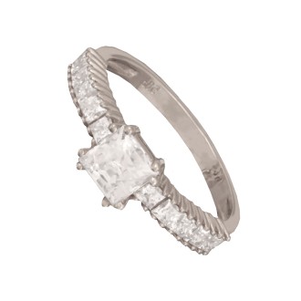 Γυναικείο λευκόχρυσο 14k δαχτυλίδι Μονόπετρο