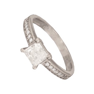 Γυναικείο λευκόχρυσο 14k δαχτυλίδι Μονόπετρο