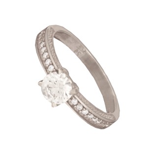 Γυναικείο λευκόχρυσο 14k δαχτυλίδι Μονόπετρο