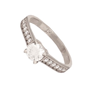 Γυναικείο λευκόχρυσο 14k δαχτυλίδι Μονόπετρο