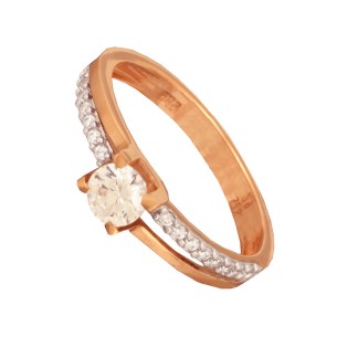 Γυναικείο ρόζ χρυσό 14k Μονόπετρο Μισόβερο