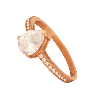 Γυναικείο ρόζ χρυσό 14k δαχτυλίδι Μονόπετρο