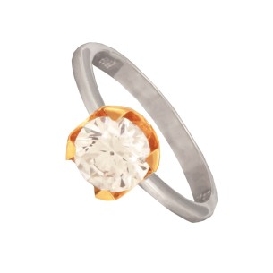 Γυναικείο λευκόχρυσο 14k δαχτυλίδι Μονόπετρο