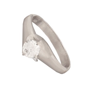 Γυναικείο λευκόχρυσο 14k δαχτυλίδι Μονόπετρο
