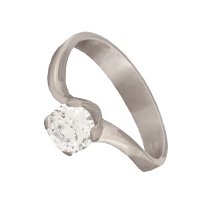 Γυναικείο λευκόχρυσο 14k δαχτυλίδι Μονόπετρο