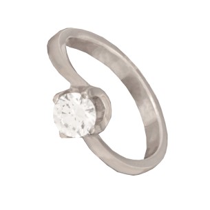 Γυναικείο λευκόχρυσο 14k δαχτυλίδι Μονόπετρο