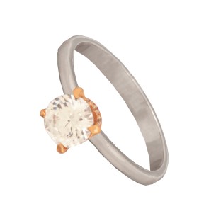 Γυναικείο λευκόχρυσο 14k δαχτυλίδι Μονόπετρο