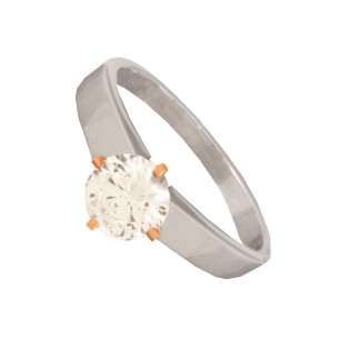 Γυναικείο λευκόχρυσο 14k δαχτυλίδι Μονόπετρο