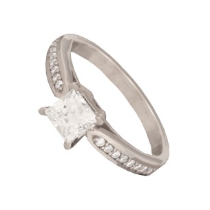 Γυναικείο λευκόχρυσο 14k δαχτυλίδι Μονόπετρο