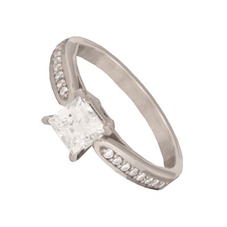 Γυναικείο λευκόχρυσο 14k δαχτυλίδι Μονόπετρο