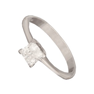 Γυναικείο λευκόχρυσο 14k δαχτυλίδι Μονόπετρο