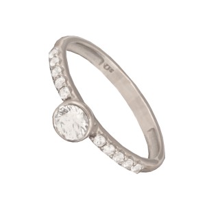 Γυναικείο λευκόχρυσο 14k δαχτυλίδι Μονόπετρο