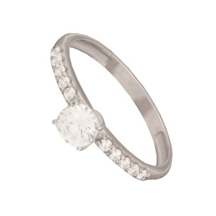 Γυναικείο λευκόχρυσο 14k δαχτυλίδι Μονόπετρο