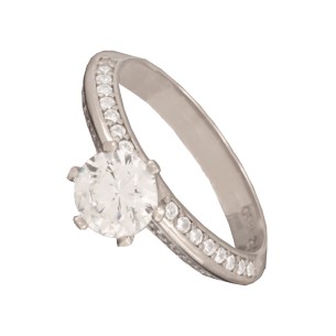 Γυναικείο λευκόχρυσο 14k δαχτυλίδι Μονόπετρο