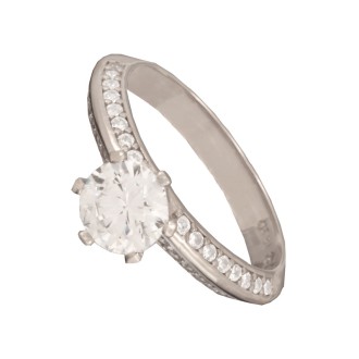 Γυναικείο λευκόχρυσο 14k δαχτυλίδι Μονόπετρο