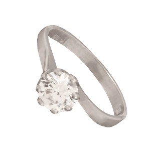 Γυναικείο λευκόχρυσο 14k δαχτυλίδι Μονόπετρο
