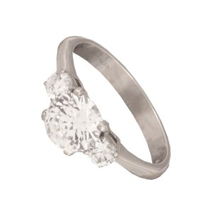 Γυναικείο λευκόχρυσο 14k δαχτυλίδι Τρίπετρο