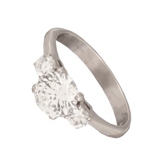 Γυναικείο λευκόχρυσο 14k δαχτυλίδι Τρίπετρο