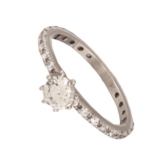 Γυναικείο λευκόχρυσο 14k Μονόπετρο Ολόβερο