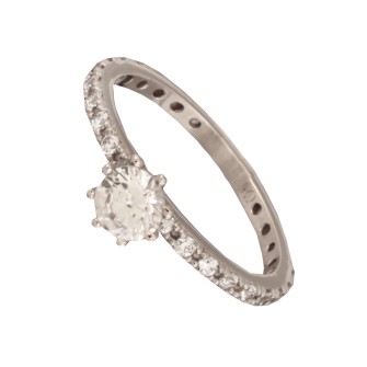 Γυναικείο λευκόχρυσο 14k Μονόπετρο Ολόβερο