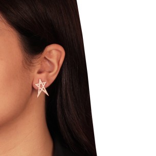 Ασημένια ρόζ επιχρυσωμένα σκουλαρίκια Αστέρια