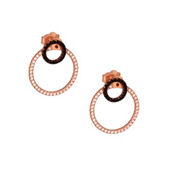 Ασημένια ρόζ επιχρυσωμένα σκουλαρίκια Κρίκοι