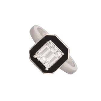 Ασημένιο επιπλατινωμένο δαχτυλίδι Μονόπετρο