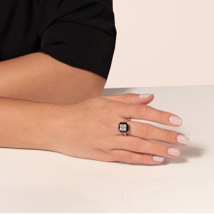 Ασημένιο επιπλατινωμένο δαχτυλίδι Μονόπετρο