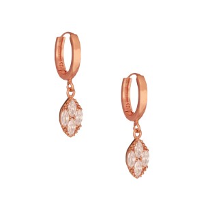 Ασημένια ρόζ σκουλαρίκια Κρίκοι Σταγόνες