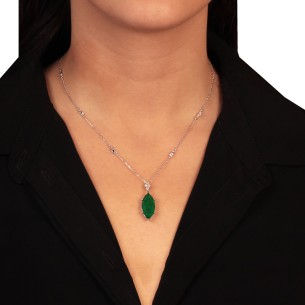 Ασημένιο επιπλατινωμένο κολιέ Μονόπετρο