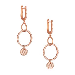 Ασημένια ρόζ σκουλαρίκια Κρίκοι Κύκλοι