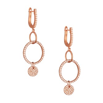 Ασημένια ρόζ σκουλαρίκια Κρίκοι Κύκλοι