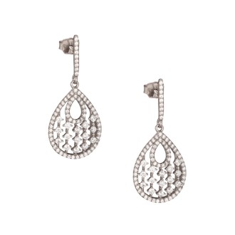 Ασημένια σκουλαρίκια Πολυέλαιοι Σταγόνες