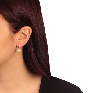 Ασημένιο ρόζ σκουλαρίκι Κρίκος Καρδιά