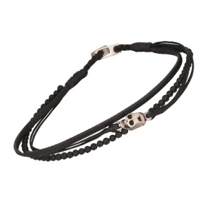 Βραχιόλι κορδόνια ασημένια Νεκροκεφαλή