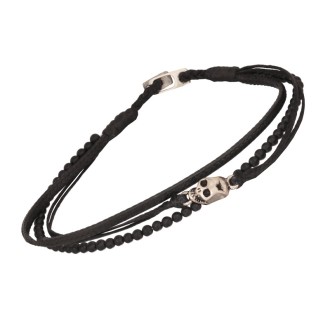 Βραχιόλι κορδόνια ασημένια Νεκροκεφαλή