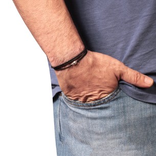 Βραχιόλι κορδόνια ασημένια Νεκροκεφαλή