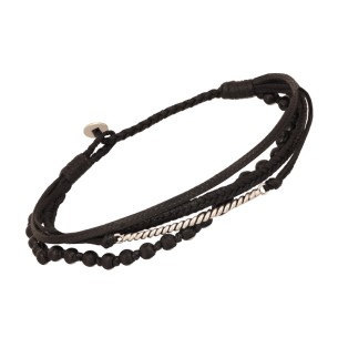 Βραχιόλι κορδόνια ασημένια Μπάρα πέτρες Λάβα