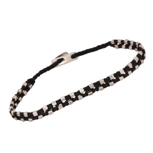 Βραχιόλι κορδόνι ασημένια Τετράγωνα